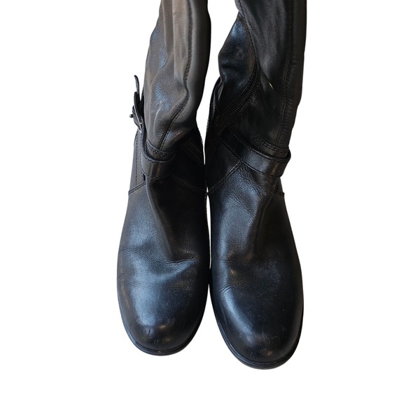 Bandelino Black Leather Tall Boots  Small Heel Lug Sole Zip Entry 10 Med - Picture 5 of 11